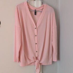 Pink Button-Down Women Top